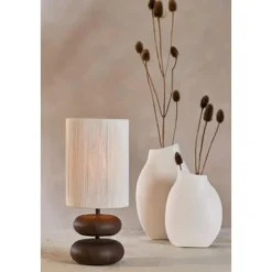 Light & Living - Danialo tafellamp ø22x50,5 cm hout - bruin+crème