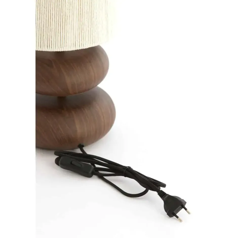 Light & Living - Danialo tafellamp ø22x50,5 cm hout - bruin+crème