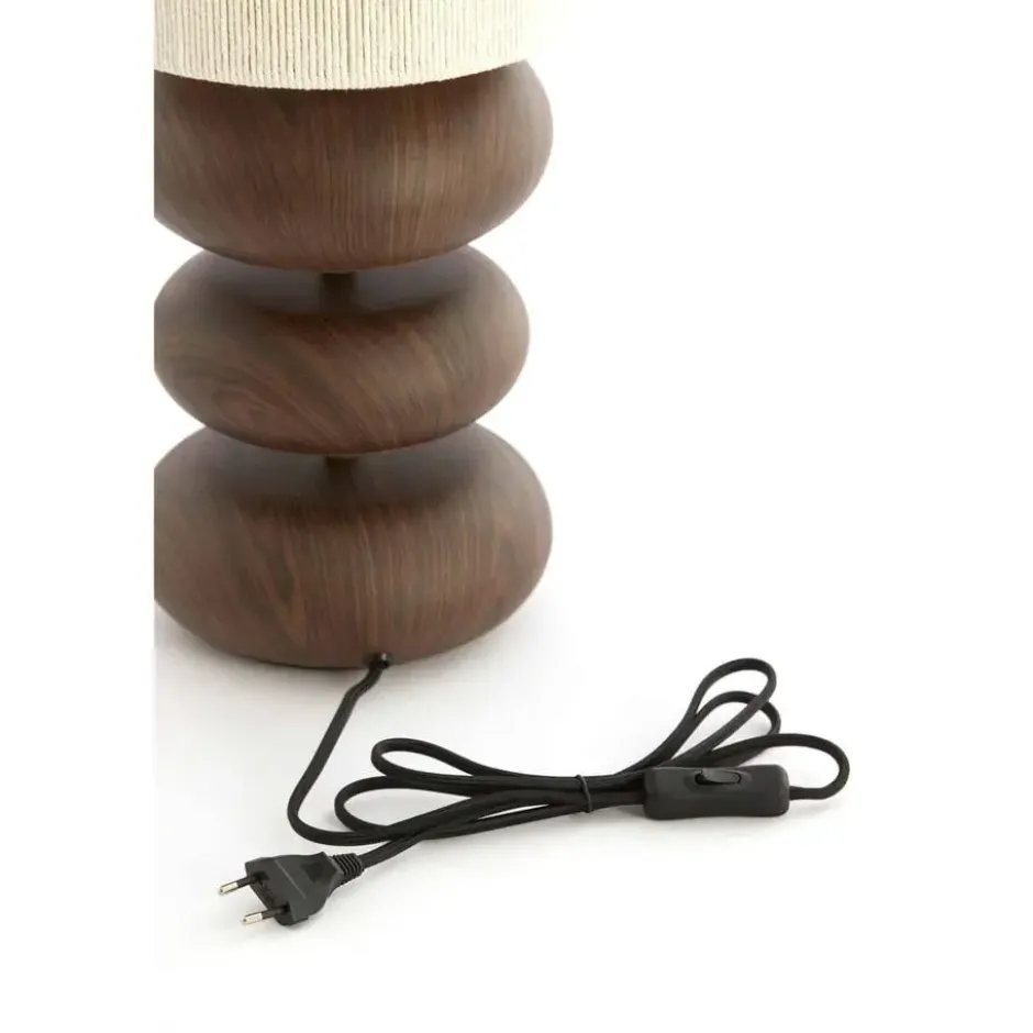 Light & Living - Danialo tafellamp ø22x67,5 cm hout - bruin+crème