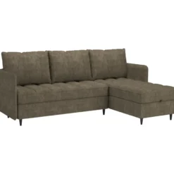 Lindhus - Bank met chaise longue omkeerbaar in stof bruin