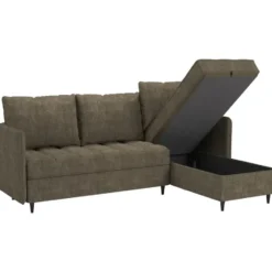 Lindhus - Bank met chaise longue omkeerbaar in stof bruin