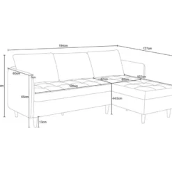 Lindhus - Bank met chaise longue omkeerbaar in corduroy crème