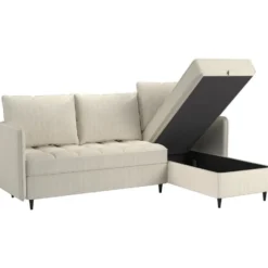Lindhus - Bank met chaise longue omkeerbaar in corduroy crème
