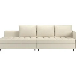 Lindhus - Bank met chaise longue omkeerbaar in corduroy crème