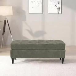 Lindhus-Slaapbank Stoffige Groene Ribfluwelfluik