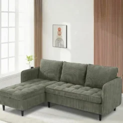 Lindhus-Slaapbank 3-zits - Opbergruimte - Omkeerbare Chaise -groen