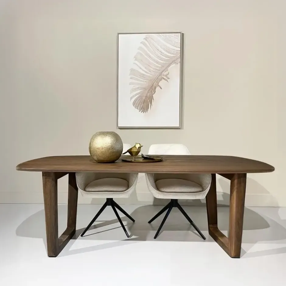 Livingfurn - Eetkamertafel Cortez - Bruin - Mangohout - 200 cm