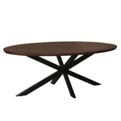 Livingfurn - Eetkamertafel Jesper Oval Brown 210 cm - Mangohout / Gecoat Staal