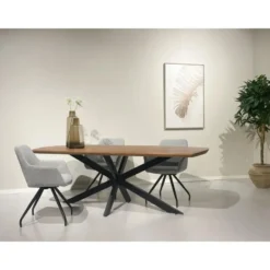 Livingfurn - Eetkamertafel Jesper Danish Oval 230cm - Mangohout / Gecoat Staal