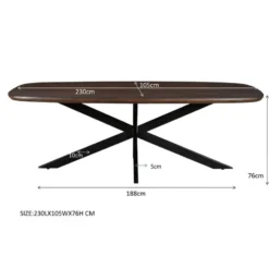 Livingfurn - Eetkamertafel Jesper Danish Oval Brown 230 cm - Mangohout