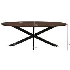 Livingfurn - Eetkamertafel Jesper Oval Brown - 240x110x76 cm - Mangohout