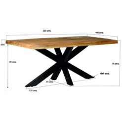 Livingfurn - Eetkamertafel Nairobi Tree Top Spider 240 cm - Mangohout - Bruin