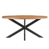Livingfurn - Eetkamertafel Rocky Oval 160 cm - Mangohout / Gecoat Staal