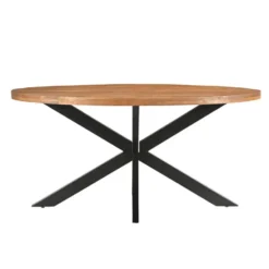 Livingfurn - Eetkamertafel Rocky Oval 160 cm - Mangohout / Gecoat Staal