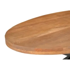 Livingfurn - Eetkamertafel Rocky Oval 160 cm - Mangohout / Gecoat Staal