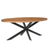 Livingfurn - Eetkamertafel Rocky Oval 240 cm - Mangohout / Gecoat Staal