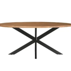 Livingfurn - Eetkamertafel Rocky Oval 240 cm - Mangohout / Gecoat Staal