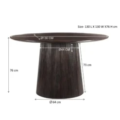 Livingfurn - Eetkamertafel Salvator Walnut 130cm - Mangohout