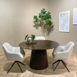 Livingfurn - Eetkamertafel Salvator Walnut 130cm - Mangohout