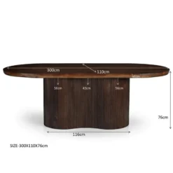 Livingfurn - Eetkamertafel Sevilla Brown 300cm - Mangohout