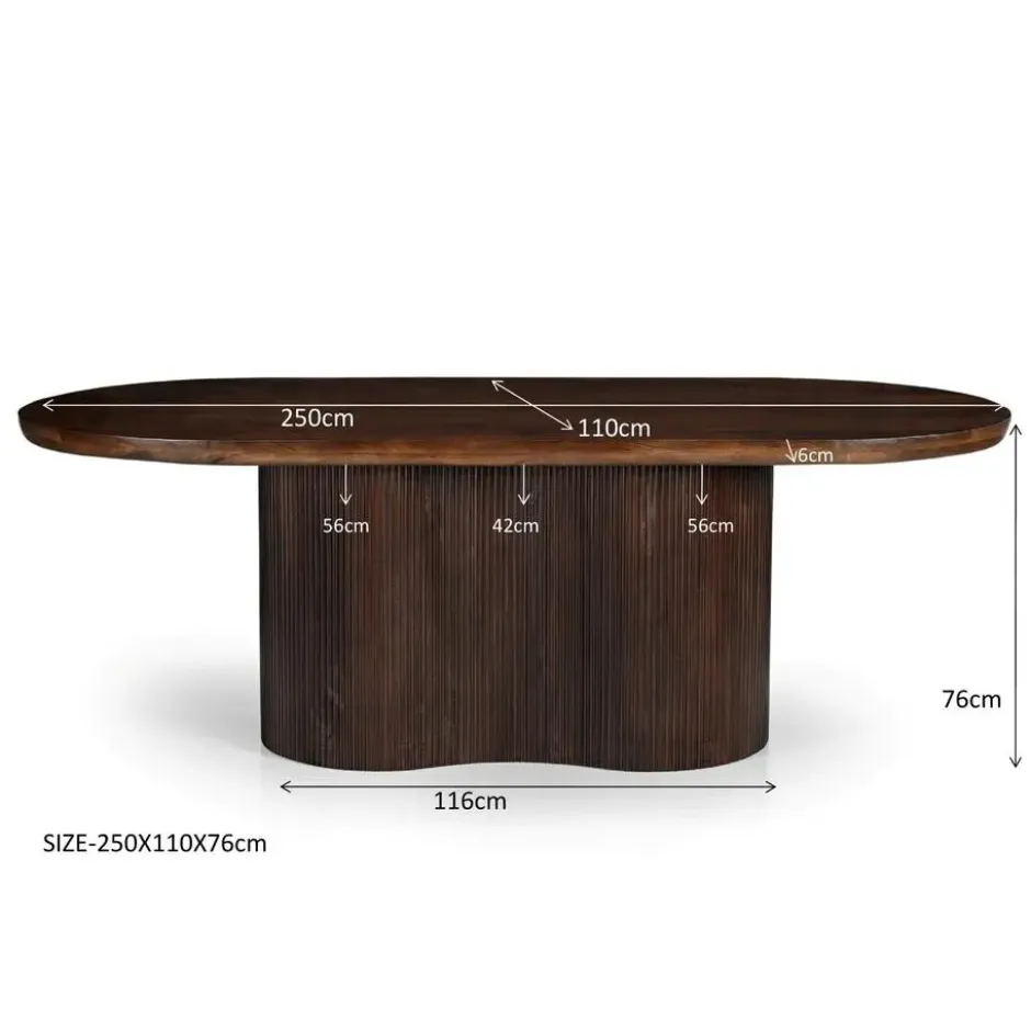 Livingfurn - Eetkamertafel Sevilla Brown 250cm - Mangohout