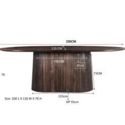 Livingfurn Eettafel Salvator Walnoot 230cm Mangohout Ovaal