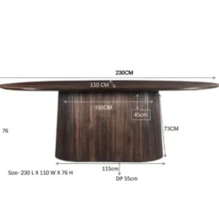 Livingfurn Eettafel Salvator Walnoot 230cm Mangohout Ovaal