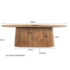 Livingfurn Eettafel Salvator Naturel 300cm Mangohout Ovaal
