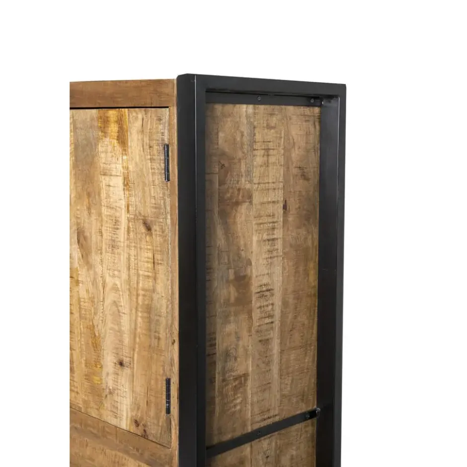 Livingfurn - Kabinetkast Nairobi - 43x100x150 - Mangohout en Gecoat Staal