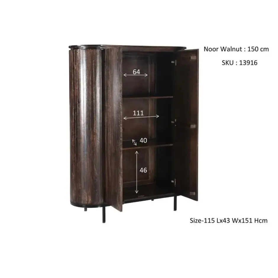 Livingfurn Kabinetkast Noor Walnoot 150cm Mangohout