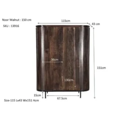 Livingfurn Kabinetkast Noor Walnoot 150cm Mangohout