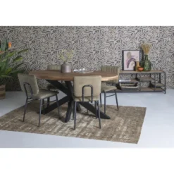 LivingFurn - Ovale Eetkamertafel Mangohout - Eettafel -160cm - Bruin