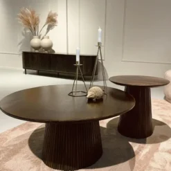 Livingfurn - Salontafel Salvator Walnut 80cm - Mangohout