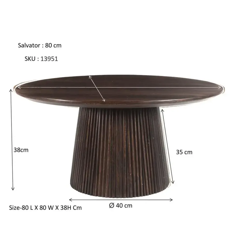 Livingfurn - Salontafel Salvator Walnut 80cm - Mangohout