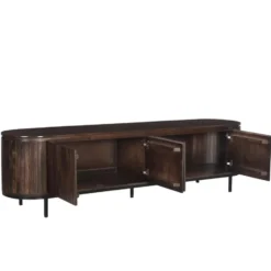 Livingfurn - TV Meubel Noor Walnut 210cm - Mangohout / Gecoat Staal