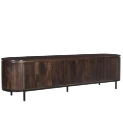 Livingfurn - TV Meubel Noor Walnut 210cm - Mangohout / Gecoat Staal