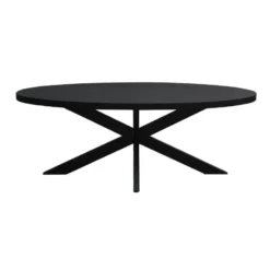 Livingfurn - Zwart Ovale Eetkamertafel - - Mango Hout - 240 cm