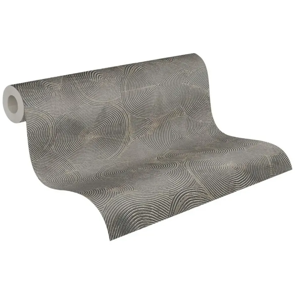Livingwalls behang 3D-motief donkergrijs en goud - 53 x 1005 cm
