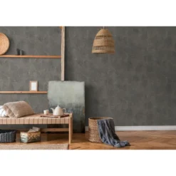 Livingwalls behang 3D-motief donkergrijs en goud - 53 x 1005 cm