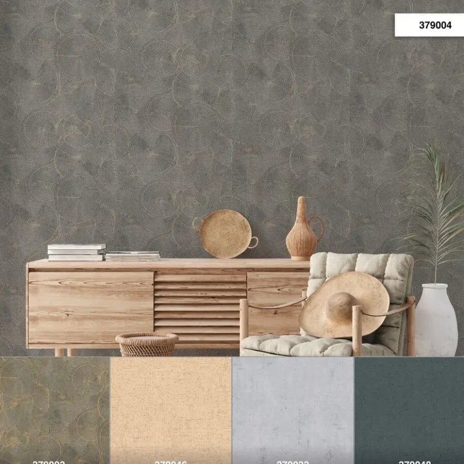 Livingwalls behang 3D-motief donkergrijs en goud - 53 x 1005 cm