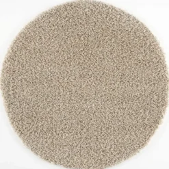Loca Shaggy Rond Vloerkleed Hoogpolig Beige - 150 CM Ø