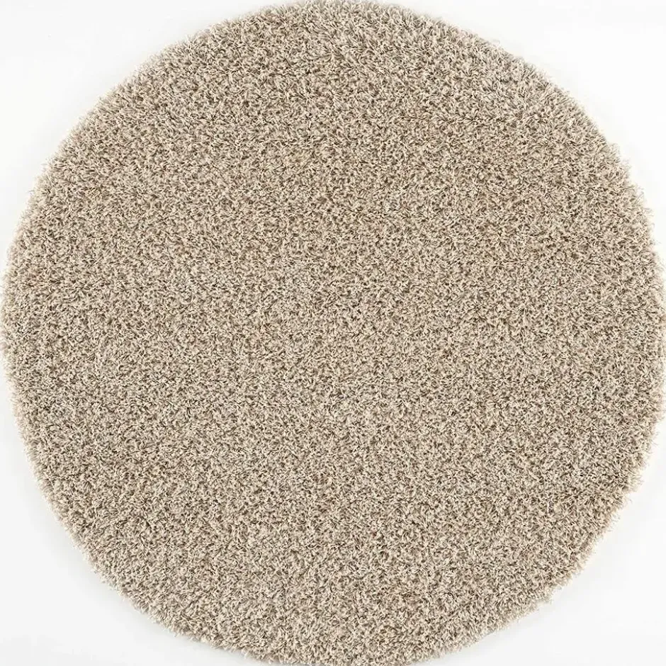 Loca Shaggy Rond Vloerkleed Hoogpolig Beige - 120 CM Ø