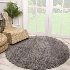 Loca Shaggy Rond Vloerkleed Hoogpolig Grijs - 200 CM Ø
