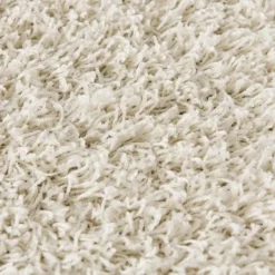 Loca Shaggy Rond Vloerkleed Hoogpolig Creme - 120 CM Ø