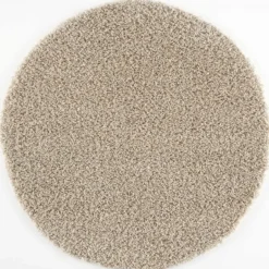 Loca Shaggy Rond Vloerkleed Hoogpolig Beige - 200 CM Ø