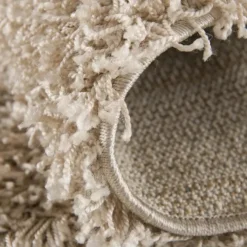 Loca Shaggy Rond Vloerkleed Hoogpolig Beige - 200 CM Ø