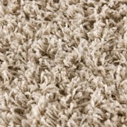 Loca Shaggy Rond Vloerkleed Hoogpolig Beige - 200 CM Ø