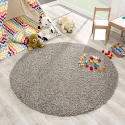 Loca Shaggy Rond Vloerkleed Hoogpolig Lichtgrijs - 150 CM Ø