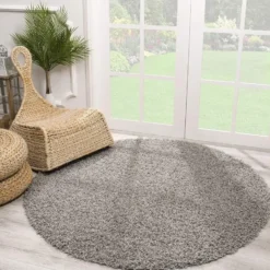 Loca Shaggy Rond Vloerkleed Hoogpolig Lichtgrijs - 200 CM Ø