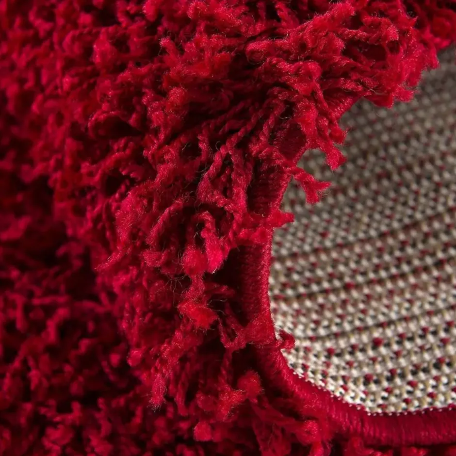 Loca Shaggy Rond Vloerkleed Hoogpolig Rood - 200 CM Ø